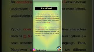 Python Identifier, constants, keywords, Variables