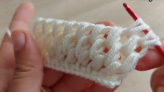 Puntada de puntos puff en crochet tunecino paso  a paso