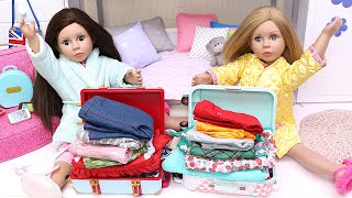 Play dolls story about travel routine for kids