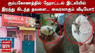 கும்பகோணத்தில் ஹோட்டல் இட்லியில் இறந்து கிடந்த தவளை... வைரலாகும் வீடியோ!!