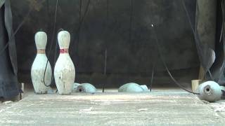 Backyard Duckpin Bowling with String Pinsetter