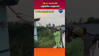 வீட்டு கூரையில் பதுங்கிய கருநாகம்