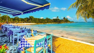 Caribbean Cafe Ambience ☕ Coffee Shop Ambience with Smooth Bossa Nova, Ocean Waves for Relaxation