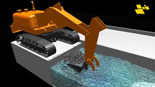 Excavator: Fully Lagragian Two-Phase Simulation (DEM+MPS)