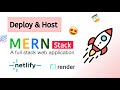 Host/Deploy MERN App on GitHub, Netlify, Render | How to host MERN APP | Host MERN App just for free