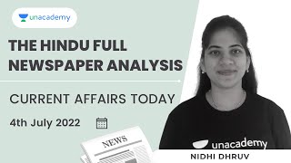 The Hindu Full Newspaper Analysis | Current Affairs Today | Nidhi Dhruv | Unacademy CLAT