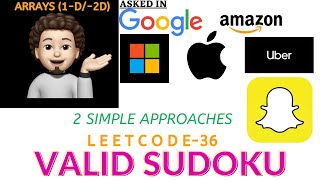 Valid Sudoku | 2 Approaches | Leetcode 36 | codestorywithMIK