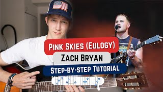 How To Play "PINK SKIES" by Zach Bryan! Beginner Guitar Tutorial