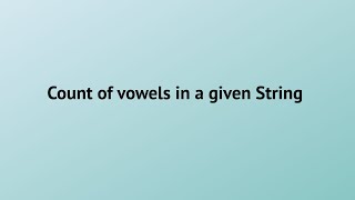 Number of vowels in String