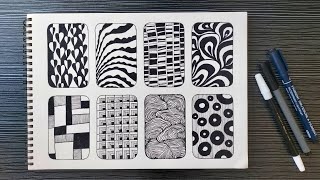 8 Easy Zentangle Patterns for Beginners | Zentangle Drawing Ideas | Creative Drawing for Beginners