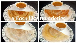 4 Easy Dosa varieties/// എളുപ്പത്തിൽ നാലു വെറൈറ്റി ദോശകൾ ...//One batter --- 4 type Dosa..../////