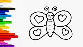 How To Draw A Cartoon Butterfly  Let's Learn How to Draw & Paint Butterfly | Coloring for Kids,