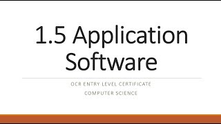 OCR Entry Level Certificate Computer Science Application Software