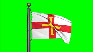 Guernsey flag - Waving flag Green Screen | Motion background | 4K UHD | Royalty Free