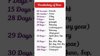 Vocabulary of Times⏳#english #shorts#calendar