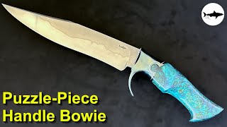 Making a puzzle-piece handle bowie knife