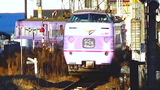 【特急やくも】紫スーパーやくも岡山駅行き　備中高梁駅到着