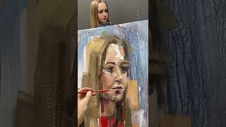 ❤️ Modern Portrait of a woman sketched in oil
