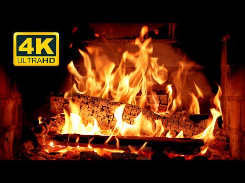 Cozy Fireplace 4K (12 HOURS). Fireplace with Crackling Fire Sounds. Crackling Fireplace 4K