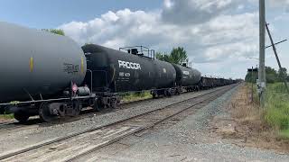 Massive ONR 213 over 6000 feet ON SD70M’s 2121,2120 departing Englehart yard 08,04,2023