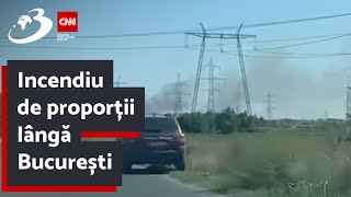 Incendiu de proporții lângă București. Flăcările au cuprins peste un hectar de vegetație