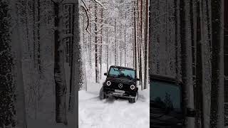 Black G Wagen snow offroad in forest.🥰 g63 amg.🔥