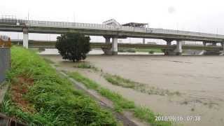 大和川増水 阪神高速 松原線(瓜破大橋)付近 台風18号