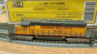 AZL 64200-1 Union Pacific SD40-2 Locomotive 3707 Test Run at z.scale.hobo 09.24.2024