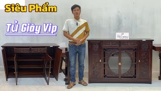 Giới thiệu tư vấn kích thước và báo giá chiếc tủ giày vip, tủ bày đồ gỗ gụ trưng đồ cực đẹp