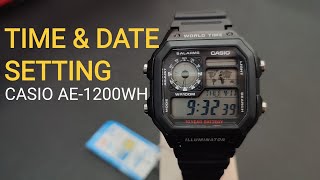 HOW TO CHANGE TIME AND DATE CASIO AE-1200 | TIME SETTING ILLUMINATOR ROYALE