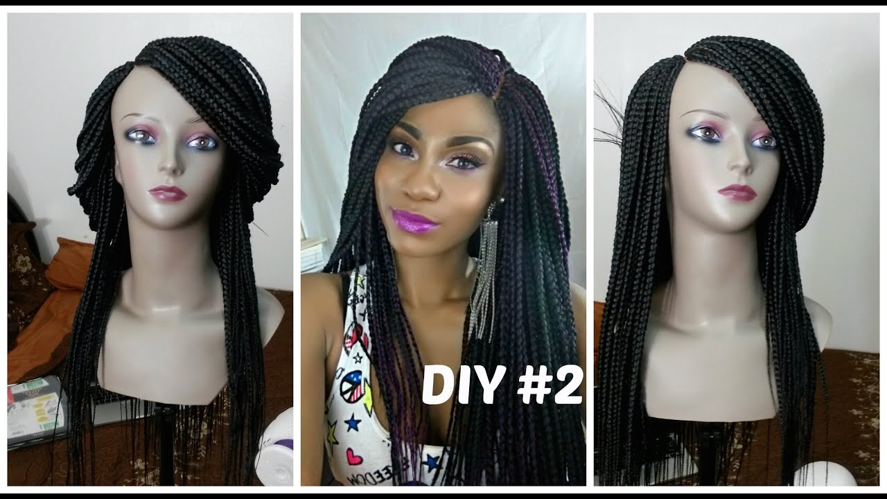 Diy 2 Box Braid Wig Tutorial Youtube