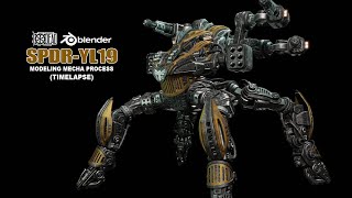 Mecha SPDR-YL19 - Blender Modeling ( Timelapse Process ) Hard Surface - With Addon