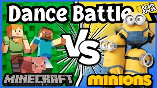 Dance Battle: Minecraft VS Minions | Brain Break | Just Dance | PE warmup | GoNo