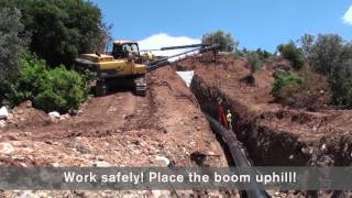 Volvo Rotating Pipelayers working in steep slopes