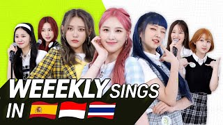 K-POP STARS sing in THREE Languages🎤 | SPN/INA/THAI | WEEEKLY | TRANSONGLATION