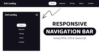 Responsive Navigation Bar using HTML, CSS \u0026 Javascript by evlearn
