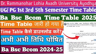 Rmlau Time Table 2024 25 Rmlau Ba Bsc Bcom 1st 3rd 5th Semester Time