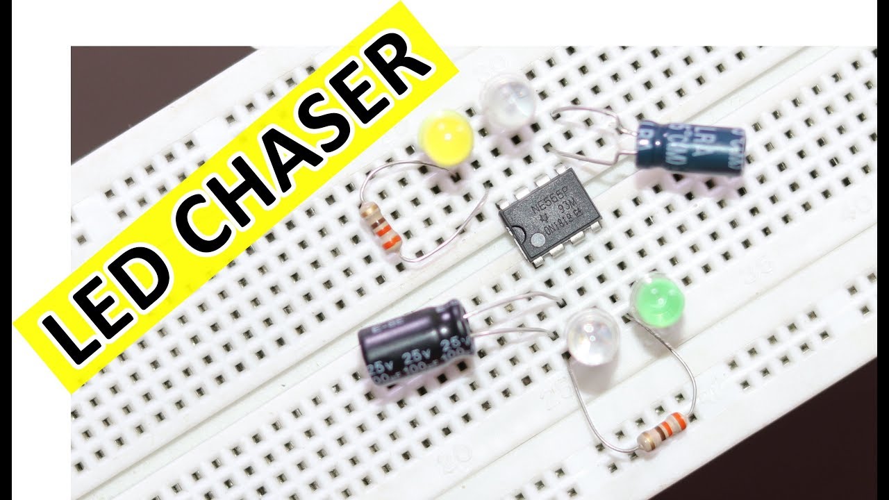 DIY: 2 Channel LED Chaser Circuit Using 555 Timer IC On Breadboard ...