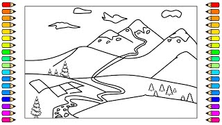 Como dibujar MONTAÑAS / Dibujo de Montaña / dibujos para niños / How to draw MOUNTAINS