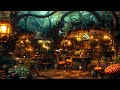 mysterious magical coffee shop 🌿 soft flute music and ambience soothes your mood meditation