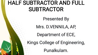 EC3352 | Digital Systems Design | Unit 2| Half Subtractor and Full Subtractor