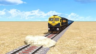 TRAINS VS STONE | Stone Fell On The RAILROAD TRACK \u0026 Crash With High Speed Train - Train Simulator