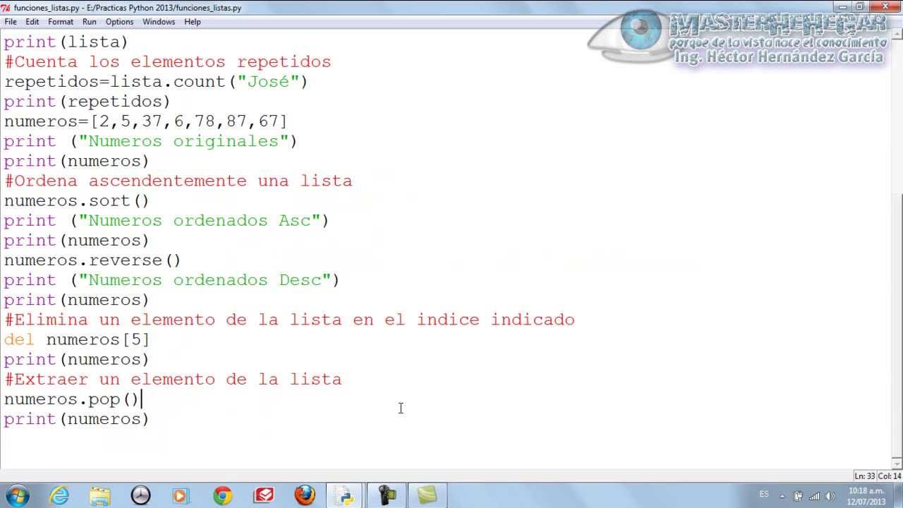 29 - Funciones Para El Manejo De Listas (Python) - YouTube