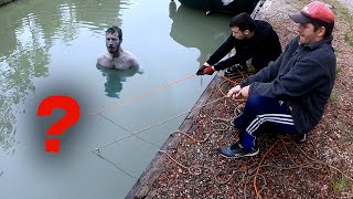 Forced to dive in the cold for this magnet fishing