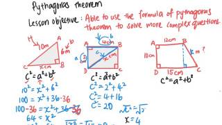 Pythagoras theorem formulas on more complex questions