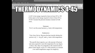 Thermodynamics 4-45C Is the energy required to heat air from 295 to 305 K the same as the energy