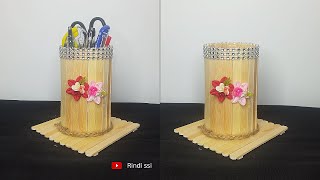 Tempat Pensil dari Stik Es Krim | Ice Cream Stick Craft | Popsicle Sticks Crafts Idea