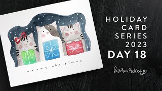 Holiday Card Series 2023 - Day 18 - Minimal Supplies! Watercolored Christmas Cats!