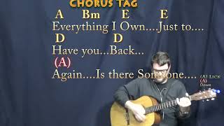 Everything I Own (Bread) Guitar Lesson Chord Chart in A with Chords/Lyrics