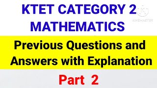 Ktet Category 2 Previous Questions and Answers #ktet #ktetcategory2 #ktet_category_2 #ktetmaths